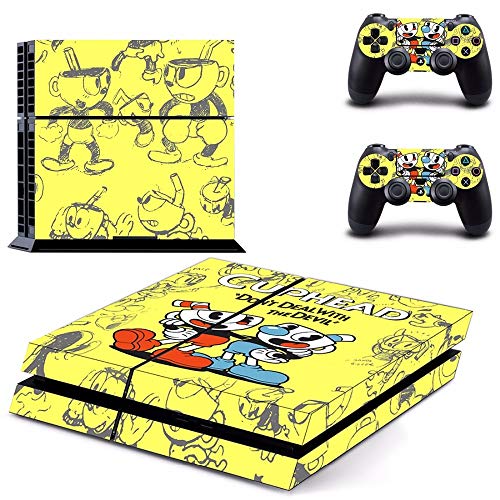 FENGLING Juego Cuphead Ps4 Skin Sticker Decal para Sony Playstation 4 Console y 2 Controladores Ps4 Skins Sticker Vinyl