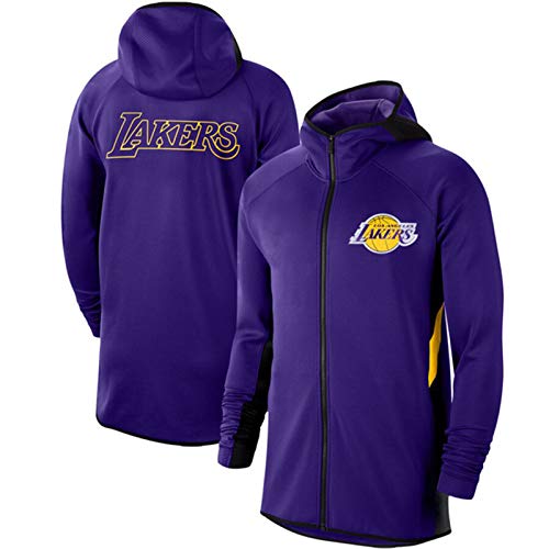 FGNB Baloncesto Completo Sudadera con Capucha, Laker Chaqueta de Baloncesto para Hombre Malla Sportswear Otoño e Invierno Entrenamiento Uniformes Chaquetas de Manga Larga Purple-M