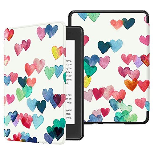 Fintie SlimShell Funda para Kindle Paperwhite (10.ª generación, 2018) - Carcasa Fina y Ligera de Cuero Sintético con Función de Auto-Reposo/Activación, Lluvia de Amor