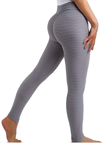 FITTOO Leggings Push Up Mujer Mallas Pantalones Deportivos Alta Cintura Elásticos Yoga Fitness #2 Gris Claro Chica