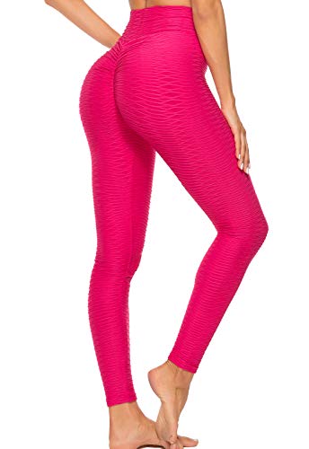 FITTOO Mallas Leggings Mujer Pantalones Deportivos oga Alta Cintura Elásticos Transpirables Rojo M