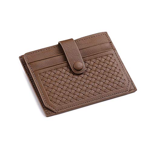 flintronic® Cartera Tarjeta de Crédito, Slim RFID Bloqueo Monedero de Cuero, Mini Billetera para Tarjetas de Crédito, el Estilo Tejida (Chocolate)