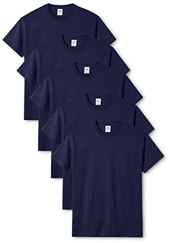 Fruit of the Loom Mens Original 5 Pack T-Shirt Camiseta, Azul (Navy), XX-Large (Pack de 5) para Hombre