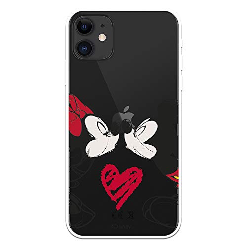 Funda para iPhone 12 Mini Oficial de Clásicos Disney Mickey y Minnie Beso para Proteger tu móvil. Carcasa para Apple de Silicona Flexible con Licencia Oficial de Disney.