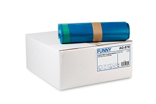 Funny AG-879 - Pack de 250 bolsas de basura con cierre, 120 l, tipo 60 extra, color azul