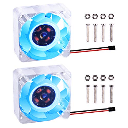 GeeekPi 2 Piezas Raspberry Pi Ventilador 40 x 40 x 10 mm DC 5 V sin escobillas CPU Ventilador para Raspberry Pi 4 Modelo B, 3B +, Raspberry Pi 3/2 Modelo B(Azul)