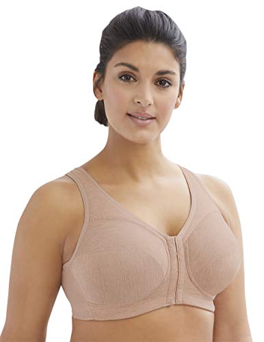 Glamorise Full Figure MagicLift Moisture Control Bra #1264 Sujetador con Copa Completa, Beige (Café Heather 211), 130G (Talla del Fabricante: 50F) para Mujer