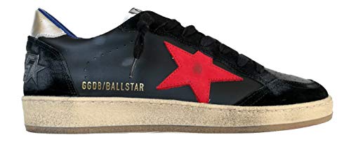 Golden Goose Zapatillas deportivas para hombre Vintage Ball Star 90208, color negro y rojo Size: 43 EU