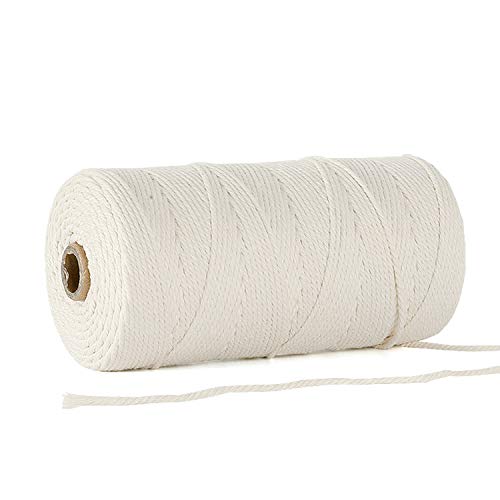 GoMaihe Macrame Cuerda, 2mm x 220m Cordón Hilo de Algodón Natural Colgante de Pared de Macramé, Bricolaje Artesanía Colgante de Pared Colgador de Planta Tejido Cordón Tejer Decoración Envolver, Beige