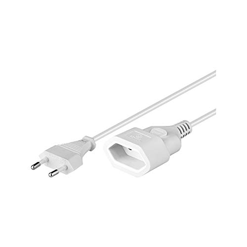 Goobay 50507 Cable alargador para enchufe europeo (conectores macho y hembra), Blanco