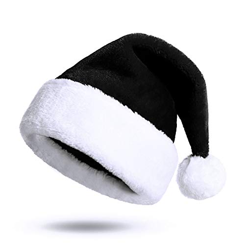 Gorro Navideño para Adulto Gorro Santa Claus Gorro de Papá Noel Negro para Hombre mujer Sombrero Gorras Padre