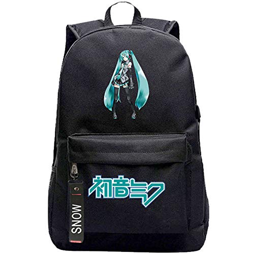 Gumstyle Hatsune Miku Anime Mochila Casual de Viajes Cortos Bolsa de Deporte con Puerto de Carga USB