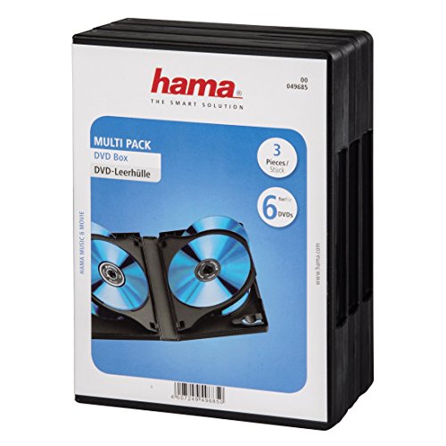 Hama DVD Box 6, Black, Pack - Funda para DVD (Capacidad: 6 Discos, 3 Unidades), Negro