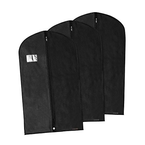 Hangerworld - Pack de 3 Fundas Transpirables para Trajes Negro -100cm