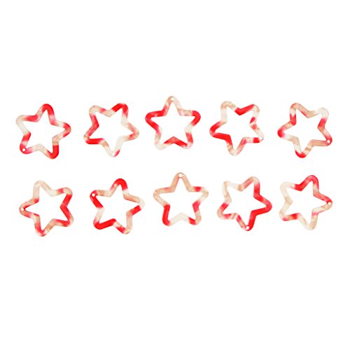 Harilla 10 Pc / Lot Colorido Hueco Plana Estrella De Cinco Puntas Colgante para Pendientes De Joyería - 27 x 27 mm Rojo