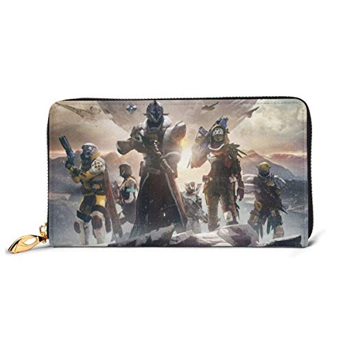 Hdadwy Destiny Cartera de Videojuegos Bloqueo RFID Carteras de Cuero Genuino ZipAround Monedero Monedero de Viaje Alrededor del Titular de la Tarjeta Organizador Bolso de Embrague