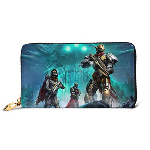 Hdadwy Destiny Cartera de Videojuegos Bloqueo RFID Carteras de Cuero Genuino ZipAround Monedero Monedero de Viaje Alrededor del Titular de la Tarjeta Organizador Bolso de Embrague