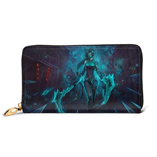 Hdadwy League Legends Cartera RFID Cremallera Cartera de Cuero Genuino Alrededor del Titular de la Tarjeta Organizador Cartera de Embrague Impermeable y Duradera Adecuada para Hombres y Mujeres