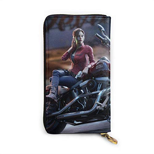 Hdadwy Resident Evil Wallet RFID Bloqueo Cartera de Cuero Genuino Cremallera Alrededor Portatarjetas Organizador Embrague