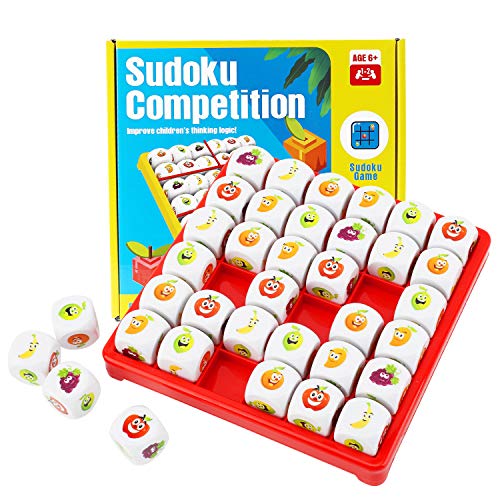 Herefun Juego de Mesa de Sudoku de Frutas , Sudoku de Lógica Juego de Rompecabezas Juego de Mesa Educativo, Rompecabezas, Juego Educativo para Niños, Regalos para Niños y Niñas de 3 a 9 años