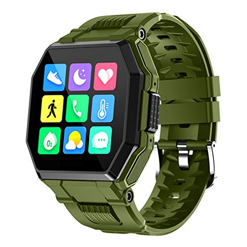 HFGH Bluetooth Call Smart Watch Men Touch Full Touch Control Música Deportes Fitness Tracker Smartwatch Presión Arterial Tasa Cardíaca,Verde