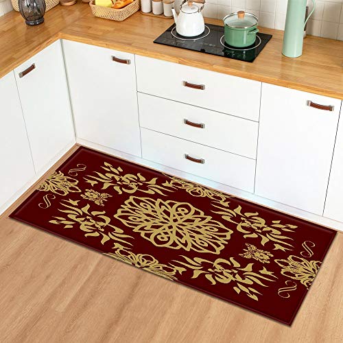 HLXX Alfombra de Cocina Alfombra Absorbente Felpudo para Puerta de Entrada Patrón de Grano de Madera Dormitorio Pasillo Alfombra Antideslizante Alfombra A14 60x90cm