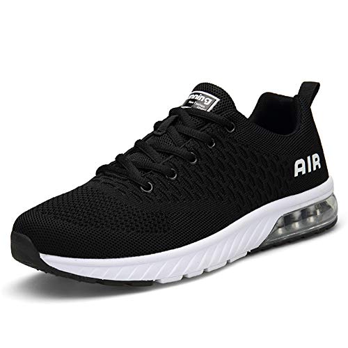 Hombre Mujer Zapatillas Deporte para Zapatillas de Ligeras Running Transpirables Cómodas Correr para Zapatos de Malla(8082-Negro/Blanco,38EU)