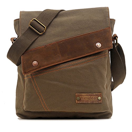 Hombres y Mujeres Estudiantes Multifunción Ocio Retro Lona de Vendimia Bolso de Hombro Inclinado Bolso de Hombro Viaje de Mensajero Maletín Portátil Cartera (Verde)