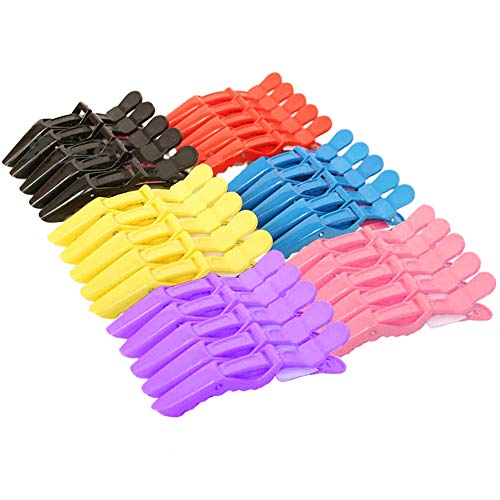 HOSTK 30 PCS Cocodrilo Pinzas para el cabello de cocodrilo Clipper para el cabello grueso antideslizante Peluquería Grietas de partición para mujeres Niñas Estilismo Corte de plástico