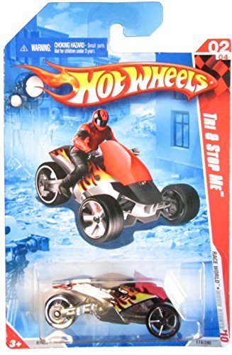 Hot Wheels 2010 Race World: Movie Stunts 1:64 Scale Black w/ Flames w/ Red Guard Tri & Stop Me 02/04 (174/240) by