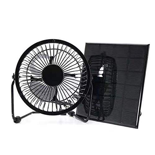 Huachaoxiang Ventilador De Panel Solar, Mini Mand Mand Portable Portátil Plegable Iron Pantalla Solar para Viajes Al Aire Libre Tarifa Tarifa Teléfono Móvil Office Outdoor Desktop,Negro