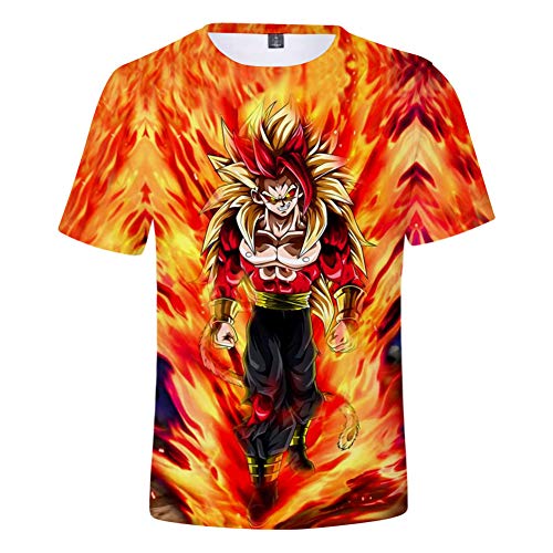 HXPainting Novedad Camisetas Verano Camisetas De Cuello Redondo Y Media Manga De Manga Corta Casual Tops 3D Impresión Dragon Ball GT Super Saiyan Kakarotto Gráfico,XXS