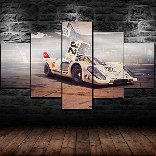 IMXBTQA Cuadro En Lienzo 150X80Cm Póster 1970 Porsch 917K Supercar Impresión De 5 Piezas Material Tejido No Tejido Impresión Artística Imagen Gráfica Decor Pared