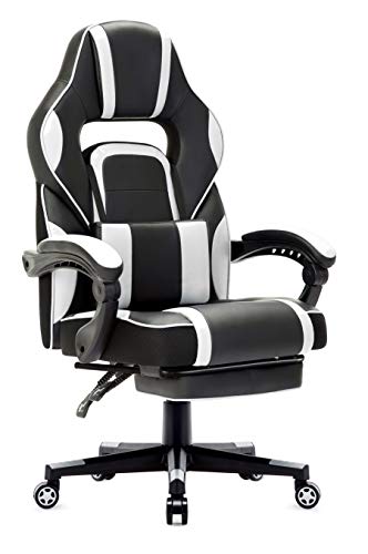 IntimaTe WM Heart Silla Gaming Silla Ergonómica para Gamers Oficina Silla con Reposapiés Plegable, Cojín Lumbar Comfortable para Trabajo y Siesta, Carga Máxima 150kg (Blanco)