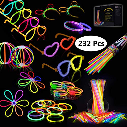 IREGRO Pulseras Luminosas 100pcs de Fiesta 20cm Colores con Conectores para Hacer Glow Sticks Pulseras, Collares, Kits para Crear Gafas Fiestas (100 pcs)