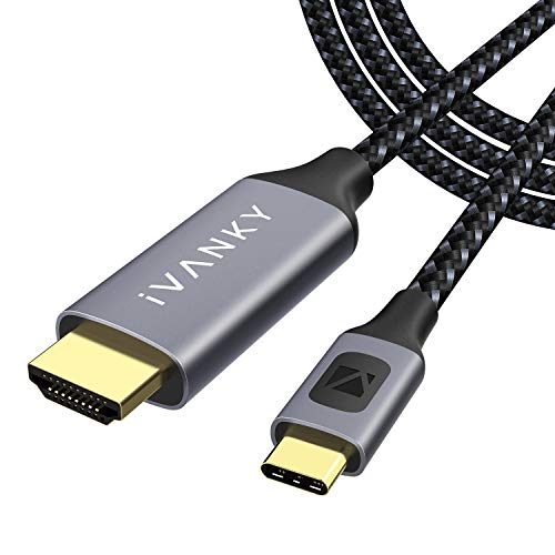IVANKY Cable USB C a HDMI 3 Metros, Cable Tipo C 3.1 a HDMI 4K@60Hz para MacBook 2018/2017, Macbook Air 2018, iPad Pro 2018, Samsung Galaxy S10/S10E/S9/Note 8/S9+/S8, Huawei P30 Pro/P20