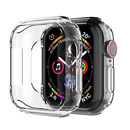 ivoler [3 Unidades] Funda para Apple Watch SE/Apple Watch Series 6/5 / 4 44mm, Protector de Pantalla para iWatch Serie 5/4 44mm, Carcasa de Apple Watch 44mm, Hermès/Nike+ Edition - Transparente