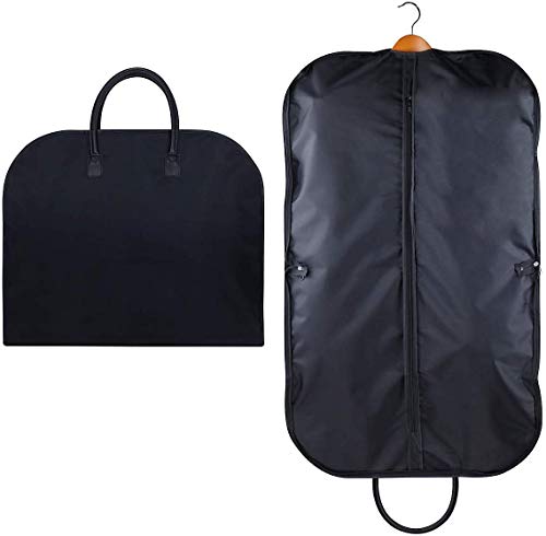 iwill CREATE PRO 100 * 60cm Bolsa de Ropa para Viaje, Bolsa de Uniformes, Manijas de Cuero, Ventana de Vista Transparente con Agujero para Colgar, Negro