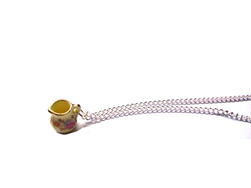 Jarra De Leche COLLAR Amarillo Cerámica con Patrón De Color De Rosa hecho de Casa De Muñecas Juego de té Regalo En Caja