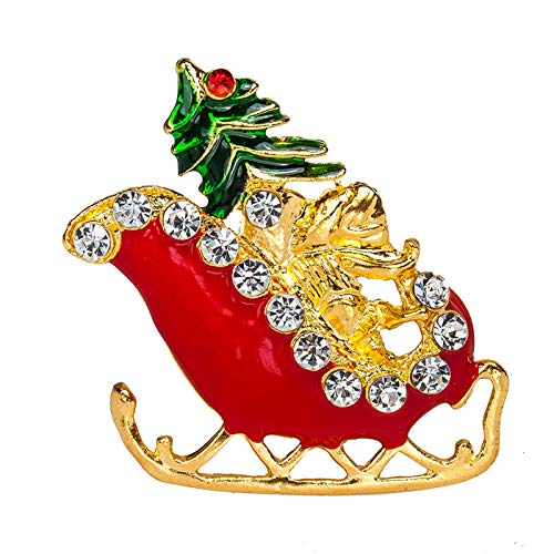 jieGorge Broche, Adornos navideños, Regalo para niños, Ramillete, Trineo navideño, Broche de Regalo, joyería para Mujeres, Regalos (Rojo)