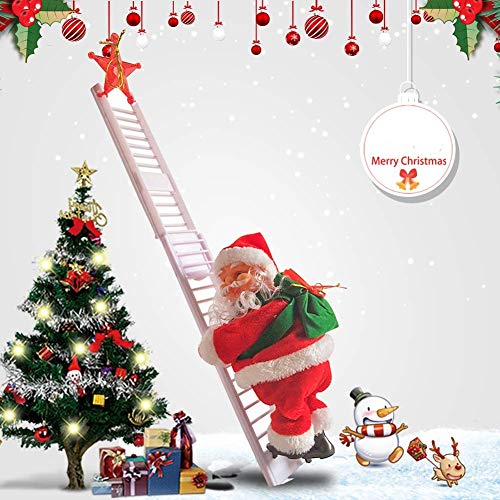 JIMACRO Santa Climbing Rope Ladder, Juguete eléctrico de la Que Sube de Papá Noel,Campanas Musicales eléctricas Escalera de Escalada Juguete de Papá Noel, Juguete de Adorno de estatuilla