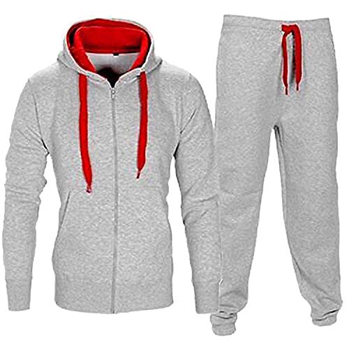 Juicy Trendz Hombres Atlético Manga Larga Lana Cierre Completo Gimnasio Chandal Juego de Jogging Desgaste Activo Black/Red XL