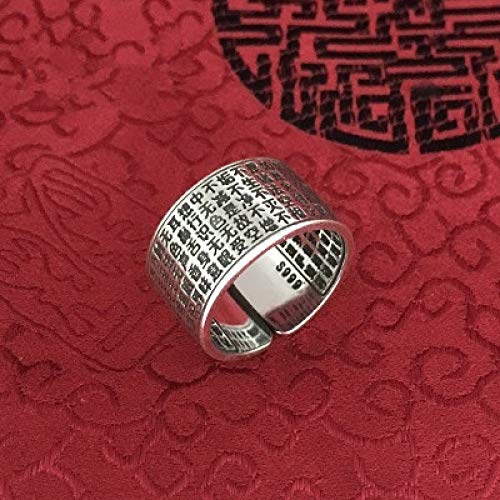 Keai Anillo de corazón sóculpido de Estilo Vintage para Hombre S999 para Abrir Anillo Abierto de edición Ancha