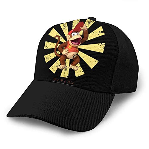 keben Gorra de béisbol Diddy Kong Retro Japanese Dad Hat Ajustable Transpirable para Hombres Mujeres Snapback Trucker Cap Negro