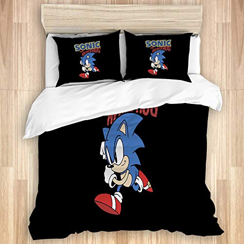 KGSPK Bedding Juego de Funda de Edredón,Juego Sonic Hedgehog,Microfibra Funda de Nórdico y Fundas de Almohada-(Cama 220 x 240cm)