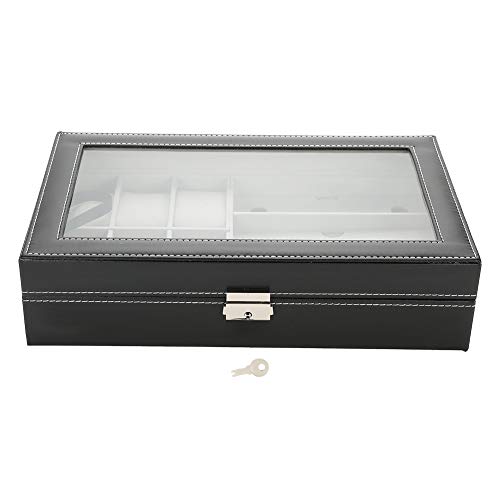 koulate Caja de Almacenamiento de Gafas, 3 Rejillas Gafas 6 Caja de Almacenamiento de Pantalla de Reloj Celular Caja de Organizador de joyer¨ªa de Cuero de PU