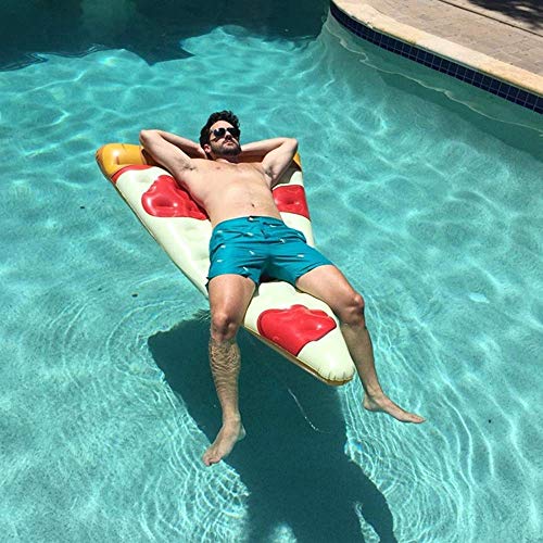 Kyman Inflable Pizza Agua Flotante Fila Cama Flotante Libre reclinable Cama de Aire Inflable Piscina Equipo Refrescante