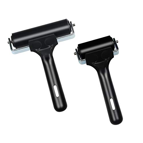 LAITER 2 pcs Cepillo de Rodillos de Pegamento de Goma Bloque de Tinta Impresión Antideslizante Estampado Grabado Negro para Brayer Pintura Herramientas de Construcción dos tamaños 10cm y 6cm