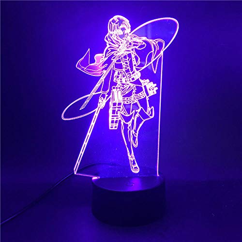 Lámpara De Ilusión 3D Luz De Noche Led Figura De Anime Ataque En Titán Levi Ackerman Acrílico Bebé Niños Hogar Dormitorio Regalo