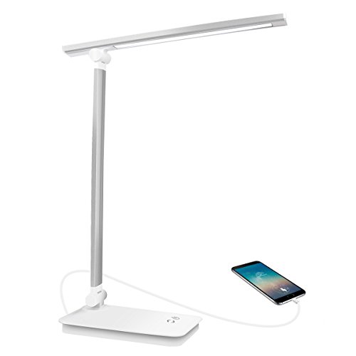 Lámpara Escritorio LED, Lámparas de Mesa USB Regulable Recargable - AUELEK 1800mAh Plegable Luz/Diseño Giratorio/Control Táctil/ 3 Niveles de Brillo/ 5 Temperaturas para Relax, Estudio, Lectura